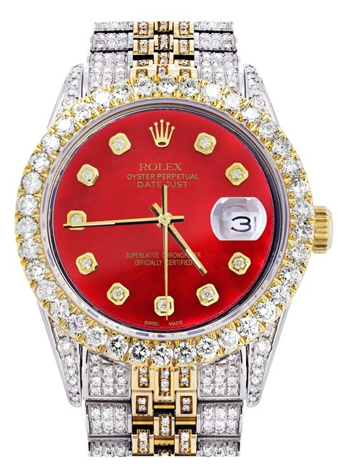 rolex color rojo con diamantes
